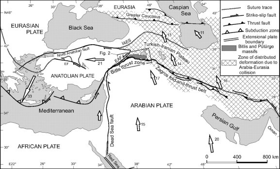 Fault map of middle east